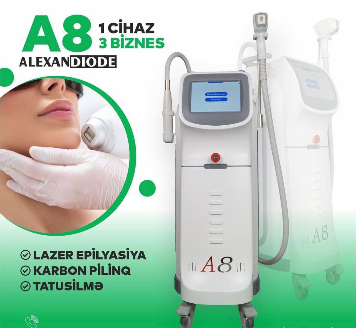 "A8" lazer epilyasiya cihazı